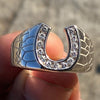 Lucky Horseshoe Ring Real 925 Sterling Silver Iced Flooded Out CZ