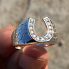 Lucky Horseshoe Ring Real 925 Sterling Silver Iced Flooded Out CZ