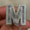 M / 10 925 Sterling Silver Initial Letter Iced Baguette Flooded Out Ring