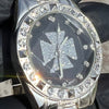 Maltese Celtic Cross Irish Black Old School Hip Hop Watch Silver Tone 8"