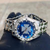 Maltese Celtic Cross Irish Blue Old School Hip Hop Watch Silver Tone 8"