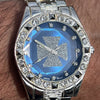 Maltese Celtic Cross Irish Blue Old School Hip Hop Watch Silver Tone 8"