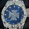 Maltese Celtic Cross Irish Blue Old School Hip Hop Watch Silver Tone 8"