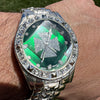 Maltese Celtic Cross Irish Green Old School Hip Hop Watch Silver Tone 8"