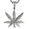 Marijuana Silver Tone Pot Leaf 36" Franco Chain NEcklace