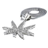 Marijuana Silver Tone Pot Leaf 36" Franco Chain NEcklace