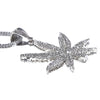 Marijuana Silver Tone Pot Leaf 36" Franco Chain NEcklace