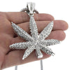 Marijuana Silver Tone Pot Leaf 36" Franco Chain NEcklace