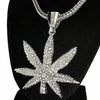 Marijuana Silver Tone Pot Leaf 36" Franco Chain NEcklace