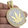 Marijuana Weed Glitter Gold Finish Coin Pendant