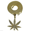 Marijuana Weed Leaf Gold Finish Franco Chain Necklace 36"