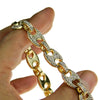 Mariner Iced Anchor Links Gold Finish Chain Necklace 12MM 24"