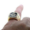 Mason Masonic Gold Finish and Black Oil Square Ring