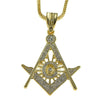 Mason Masonic Symbol Pendant Gold Finish 36" Franco Chain Necklace