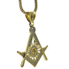 Mason Masonic Symbol Pendant Gold Finish 36" Franco Chain Necklace