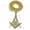 Mason Masonic Symbol Pendant Gold Finish 36" Franco Chain Necklace