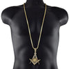 Mason Masonic Symbol Pendant Gold Finish 36" Franco Chain Necklace