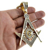 Mason Masonic Symbol Pendant Gold Finish 36" Franco Chain Necklace