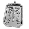 Massive Jesus Combo Pendant Iced Flooded Out Silver Tone Cuban Chain 33"