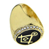 Master Mason Masonic Gold Finish and Black Oil Oval Ring