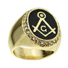 Master Mason Masonic Gold Finish and Black Oil Oval Ring