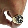 Master Mason Masonic Gold Finish and Black Oil Oval Ring