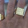 Men's 14K Gold Finish Square Nugget Ring