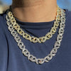 Men's 14k Gold Plated or Silver Tone Infinity Cluster Iced Chain Necklace