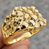 Men’s 14K Gold Plated Squared Nugget Ring Hip Hop Jewelry Sizes 7-13