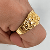 Men’s 14K Gold Plated Squared Nugget Ring Hip Hop Jewelry Sizes 7-13
