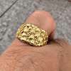 Men’s 14K Gold Plated Squared Nugget Ring Hip Hop Jewelry Sizes 7-13