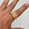 Men’s 14K Gold Plated Squared Nugget Ring Hip Hop Jewelry Sizes 7-13