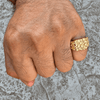 Men’s 14K Gold Plated Squared Nugget Ring Hip Hop Jewelry Sizes 7-13