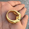 Men’s 14K Gold Plated Squared Nugget Ring Hip Hop Jewelry Sizes 7-13