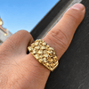 Men’s 14K Gold Plated Squared Nugget Ring Hip Hop Jewelry Sizes 7-13