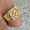 Men’s 14K Gold Plated Squared Nugget Ring Hip Hop Jewelry Sizes 7-13