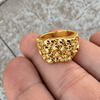 Men’s 14K Gold Plated Squared Nugget Ring Hip Hop Jewelry Sizes 7-13