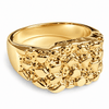 Men’s 14K Gold Plated Squared Nugget Ring Hip Hop Jewelry Sizes 7-13