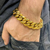 Men's 24K Gold Plated Over 316L Stainless Steel Cuban Bracelet 8.5" 20MM