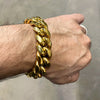 Men's 24K Gold Plated Over 316L Stainless Steel Cuban Bracelet 8.5" 20MM