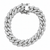 Men's 925 Sterling Silver Cuban Iced Bracelet Flooded Out 8" x 12mm