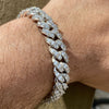 Men's 925 Sterling Silver Cuban Iced Bracelet Flooded Out 8" x 12mm