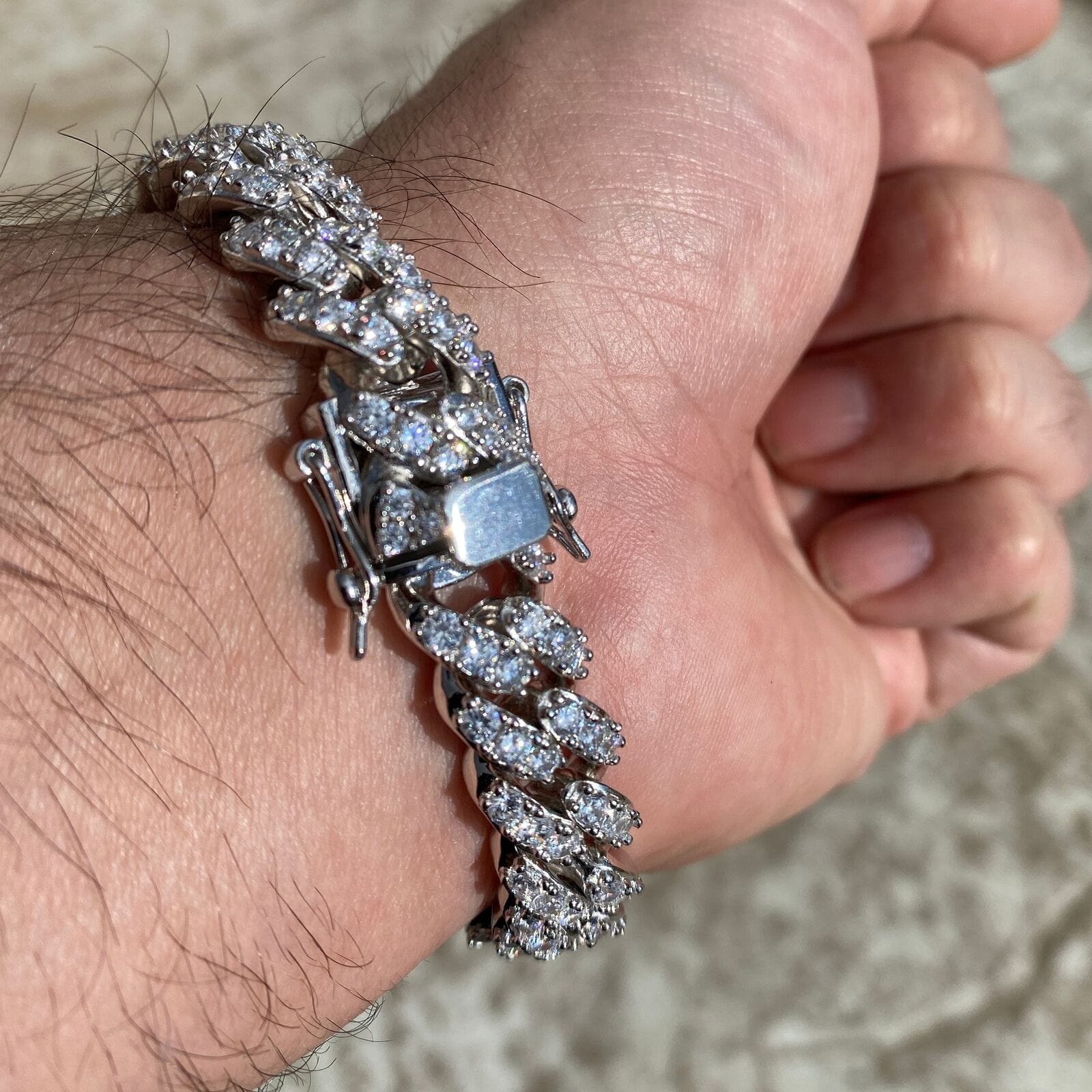 Italiano Silver 14k Gold Over 925 Sterling Silver Iced Flooded Out Bracelet – Mens Presidential Hip Hop, 8", Pavé Diamonds