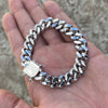 Men's 925 Sterling Silver Cuban Iced Bracelet Flooded Out 8" x 12mm