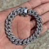 Men's 925 Sterling Silver Cuban Iced Bracelet Flooded Out 8" x 12mm