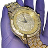 Men's Big Face Micro Pave Iced Gold Finish Watch