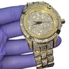 Men's Big Face Micro Pave Iced Gold Finish Watch