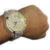 Men's Big Face Micro Pave Iced Gold Finish Watch