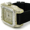 Men's Big Square Face Iced Gold Finish Hip Hop Watch