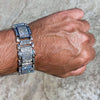 Men's Bracelet CZ Micro Pave Silver Tone Heavy Iced 23MM 8" Inch